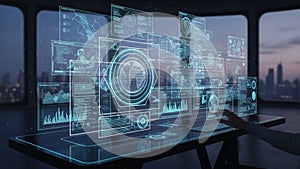 Futuristic Data Analytics Interface with Global Visualization